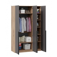 Шкаф для одежды Порто 580 с 2 глухими и 1 зеркальной дверями (Яблоня Беллуно, Графит софт) - Изображение 2